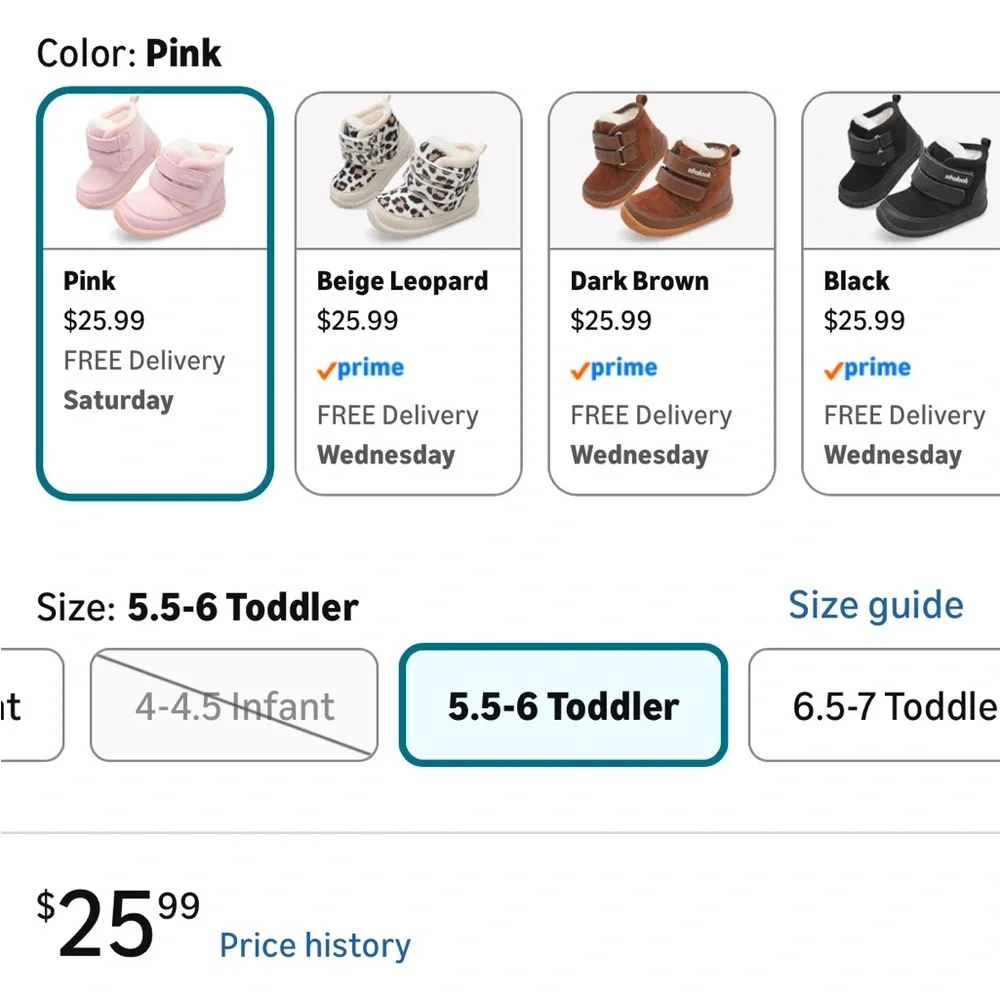 Amazon Pink Kids Boots with Velcro Straps